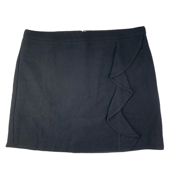 NWT J. Crew Mercantile wool blend miniskirt black ruffle 14 - Picture 1 of 6